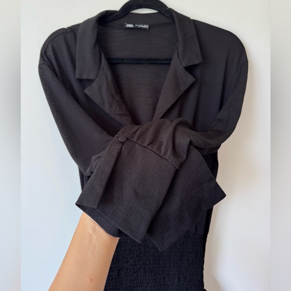 Zara Black Long Sleeve Dress with Balloon Skirt Bottom - Size S - Picture 5 of 9